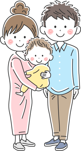 親と子からなる3人家族
